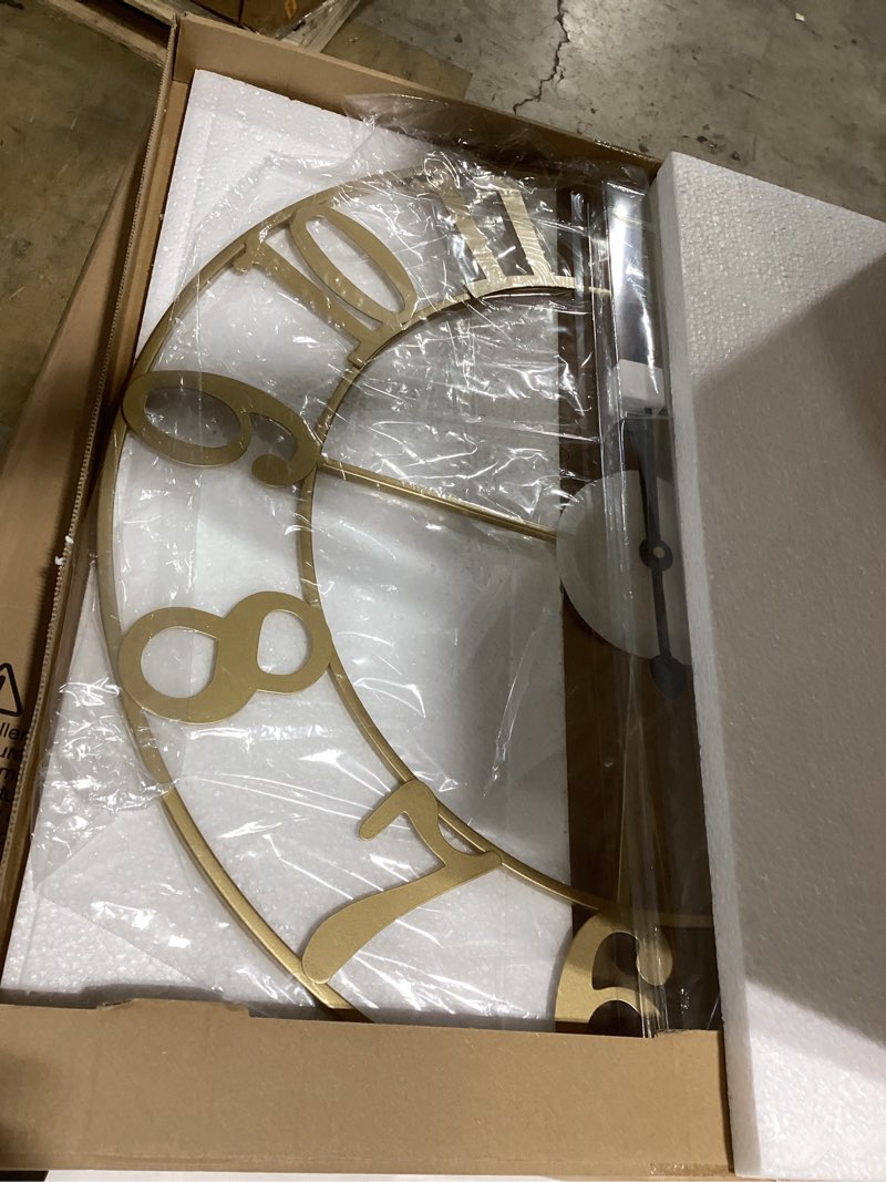 Large Wall Clock 24 Inch Gold, Decorative Wall Clocks Battery-Operated, Modern Metal Round Clock Sil