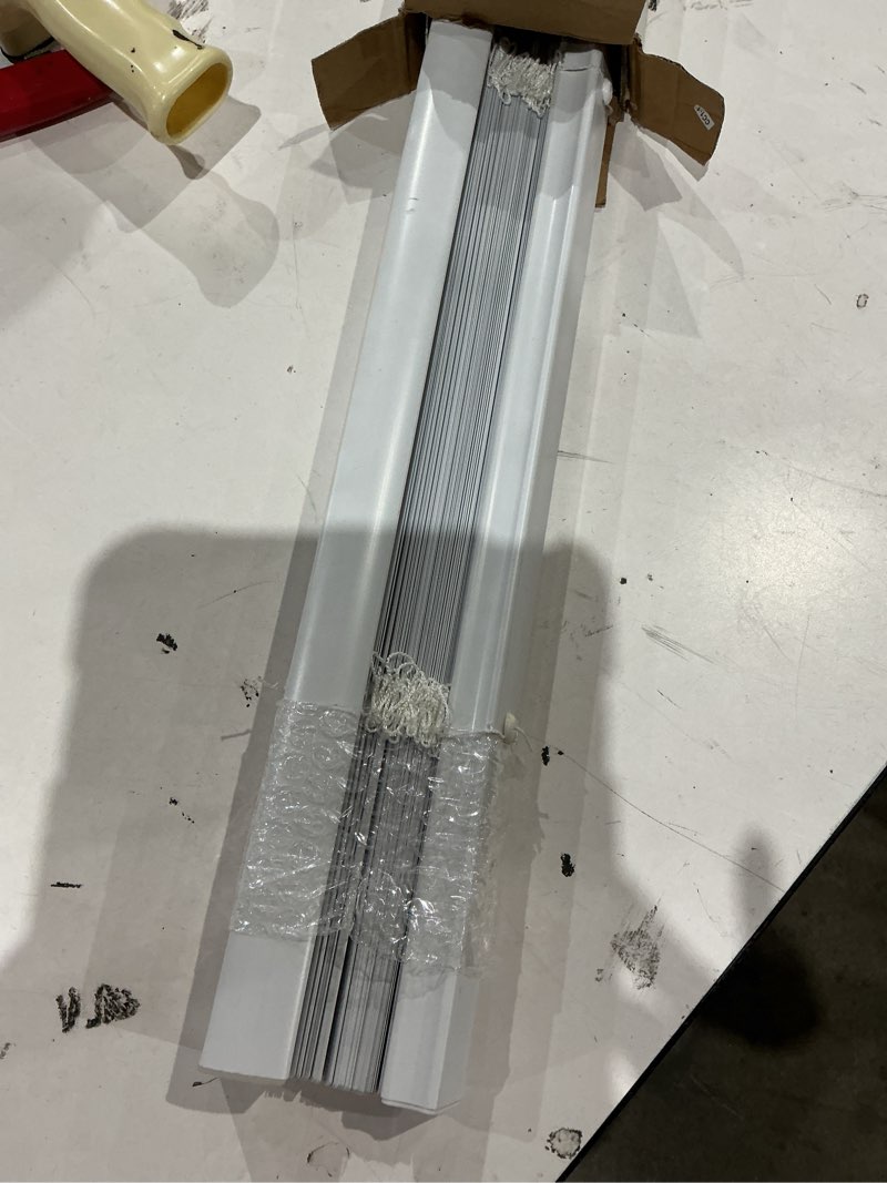 Condition photo showing Good Condition for project source room darkening 1-in slat width 34-in x 64-in cordless white vinyl room darkening mini-blinds