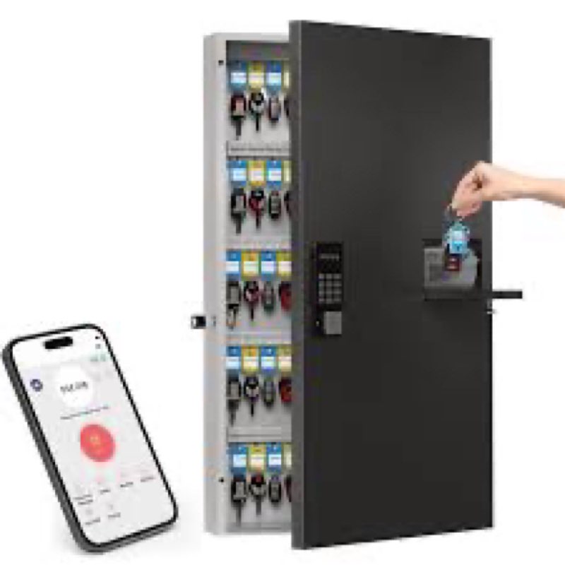 WeHere 96 Key Lock Box Wall Mount(Plus), Smart Security Storage Lockbox, Key Cabinet use APP Bluetoo