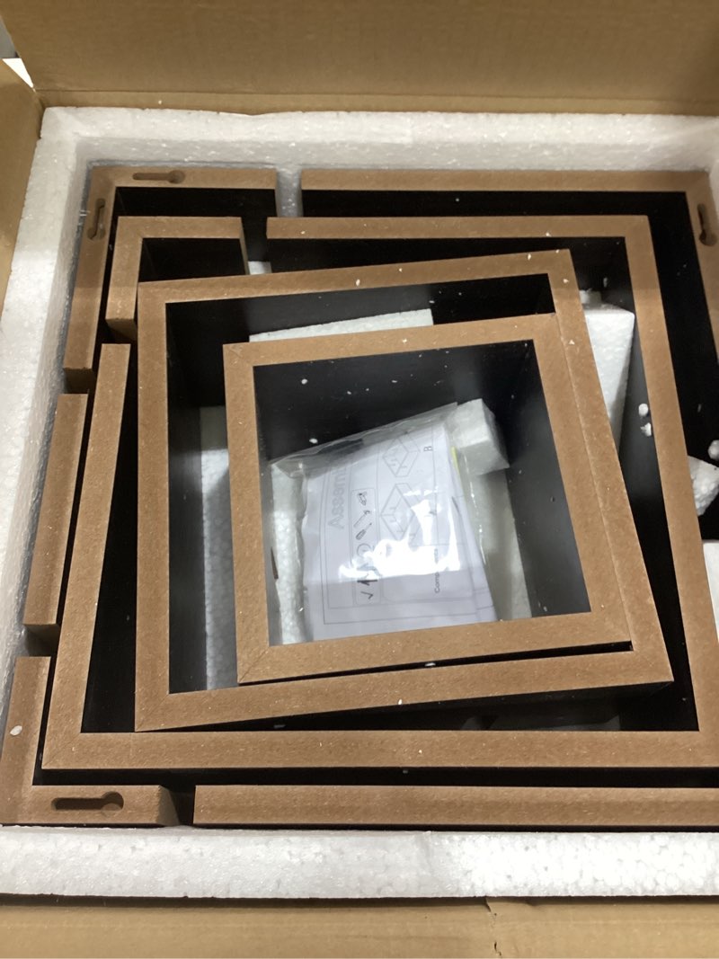 Condition photo showing item condition for Danya B. Decorative Wall Mount Floating Intersecting Cube Accent Wall Shelf (Espresso)