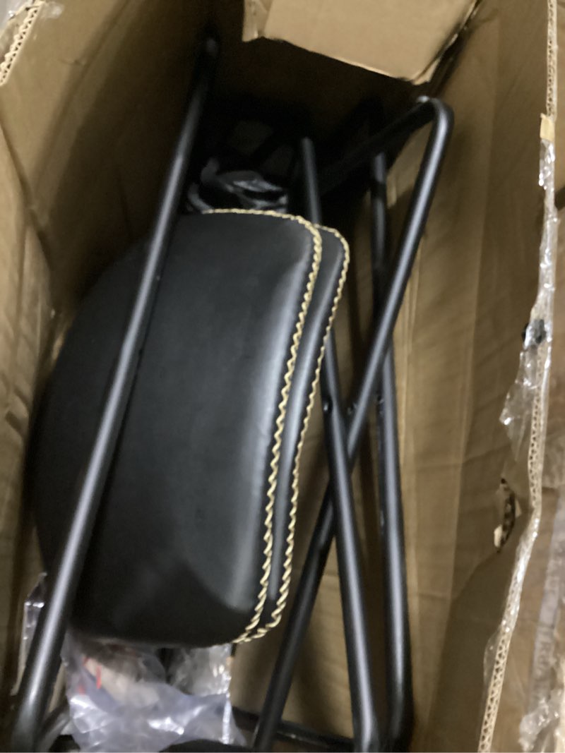 Condition photo showing As Is for possibly incomplete , heugah bar stools,30\" bar height stools set of 2,faux leather bar stools with back,modern counter stool for kitchen island (black)