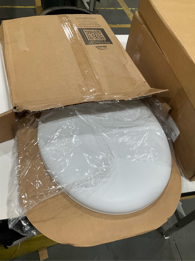 Condition photo showing Good Condition for mayfair padded toilet seat with chrome hinges, soft vinyl over wood core seat, made in usa, round, white