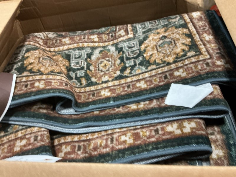Condition photo showing Good Condition for bavni washable rugs 8x10-machine washable rug lightweight low pile, vintage floral rug non-shedding distressed throw carpet for living room bedroom office, dark green/multi 8x10 dark green/multi