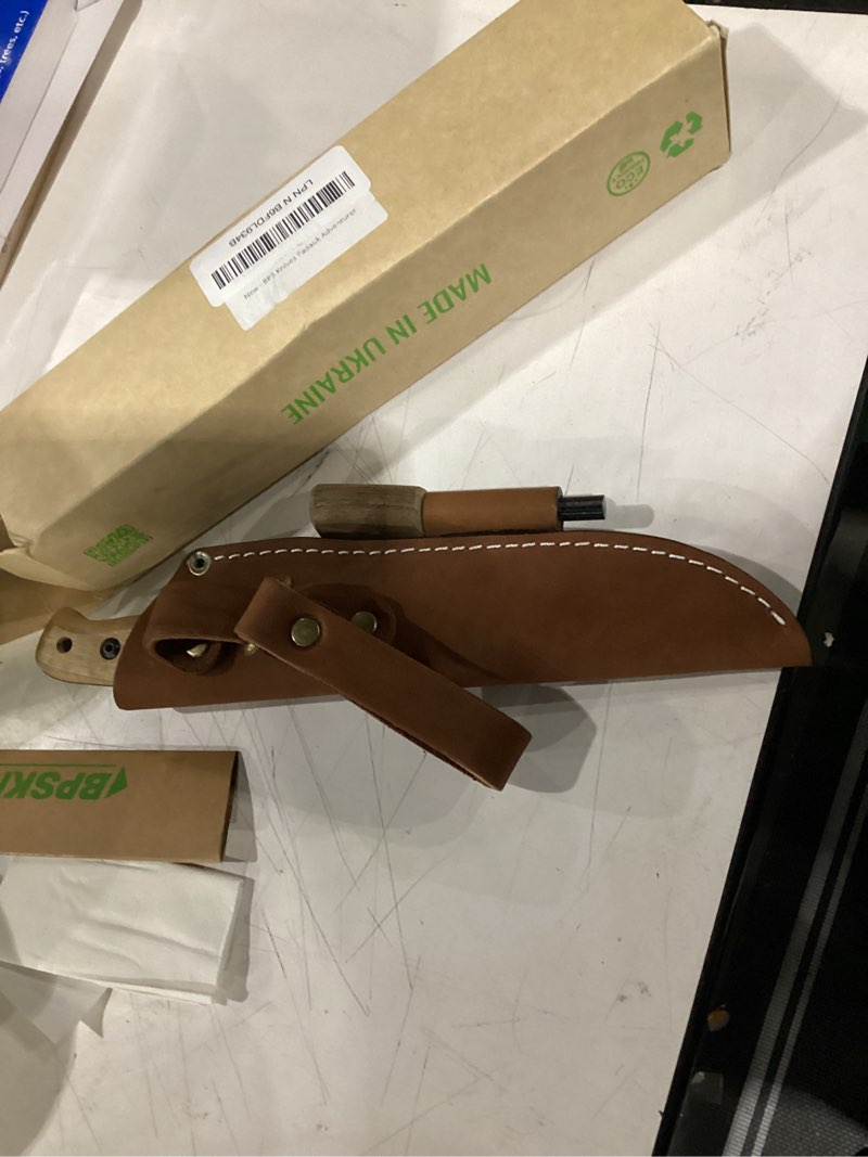 Condition photo showing New/Like New for bpsknives flamebird adventurer - fixed-blade carbon steel bushcraft knife with leather sheath - outdoor full tang utility knives - camping knives - survival tactical camp knife red