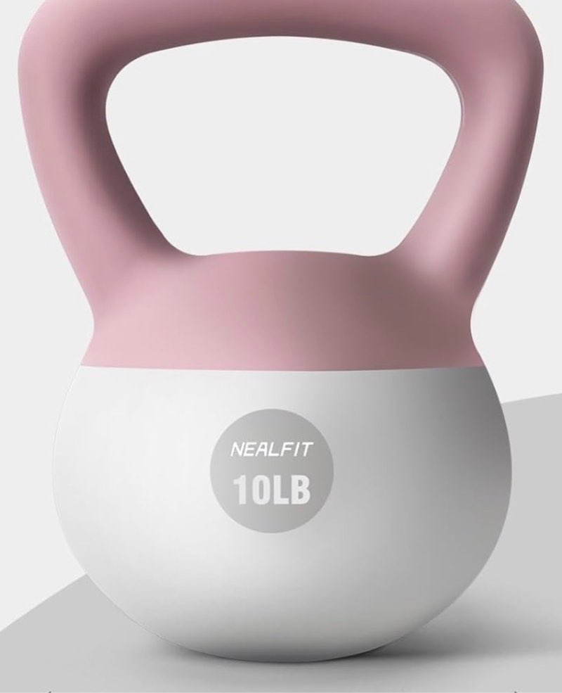 soft kettlebell 5lb/10lb/15lb/20lb/25lb, kettlebells for home gym strength training, anti-slip fitness weights for men women 20lb pink-white
