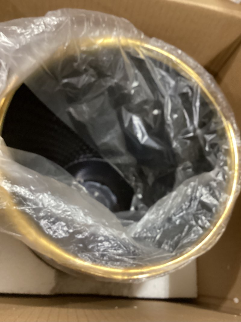 Condition photo showing New/Like New for Modern Golden Small Trash Can Wastebasket, Garbage Container Bin for Bathrooms, Powder Rooms, Kitchens, Home Offices - Durable Ceramics - Round