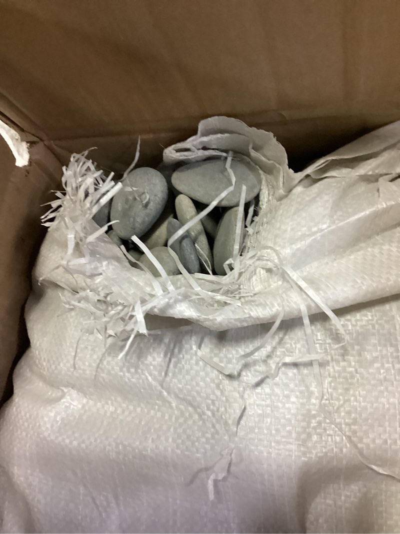 Condition photo showing As Is for about 190 pcs - 210 pcs (18 pounds) painting rocks,river rocks,1.1"-2.2" craft rocks,flat rocks,diy stones for arts