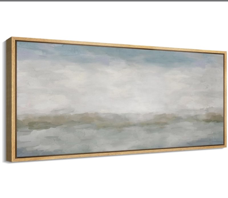 Minimal Landscape Tranquil Neutral Abstract Landscape Retro Moody Extra Large Framed Art Home Decor Frame Color: Natural, Size: 30" H x 60" W