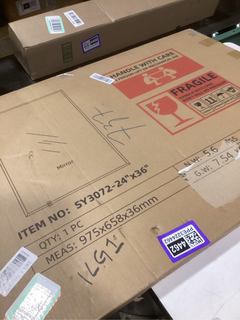 Condition photo showing New/Like New for Bathroom Mirrors for Wall Beveled, 24"x36" Frameless Bathroom Vanity Mirror, Wall Mount Mirror for Bedroom Entryway Living Room Hangs Horizontally or Vertically 36"L x 24"W