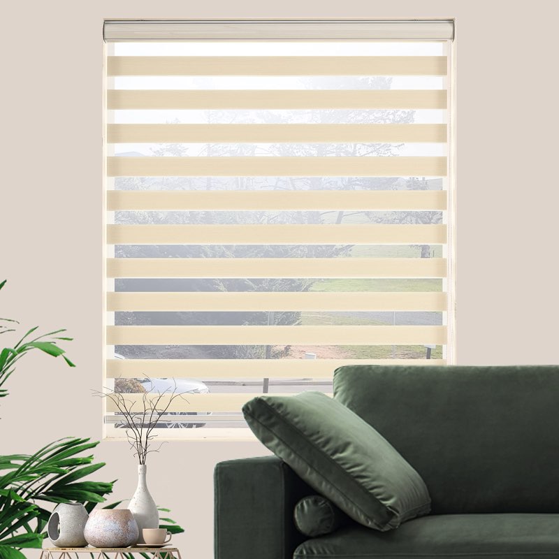 JIANGPIN TEXTILE Window Blind Dual Layer Polyester Zebra Roller Light Filtering Sheer Shades Window 