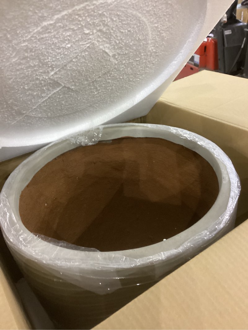 Condition photo showing As Is for Rosemead Home & Garden Concrete Outdoor Planter Pot Beige 18"x18"x17"