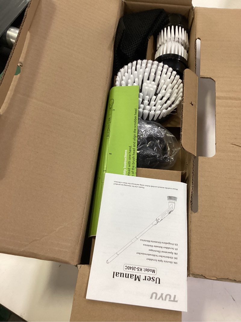 Condition photo showing New/Like New for TUYU Electric Spin Scrubber, Full-Body IPX7 Waterproof Bathroom Scrubber with Power LCD Display, Adjustable Extension Handle, Cordless Shower Cleaner Brush for Bathtub Kitchen Wall Cleaning Black