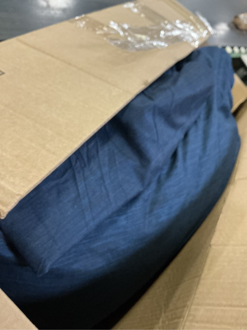 Condition photo showing As Is for Bedsure King Size Comforter Set - Navy Soft Bedding for All Seasons, Cationic Dyed Bed Set, 3 Pieces, 1 King Size Comforter (104"x90") and 2 Pillow Shams (20"x36"+2")