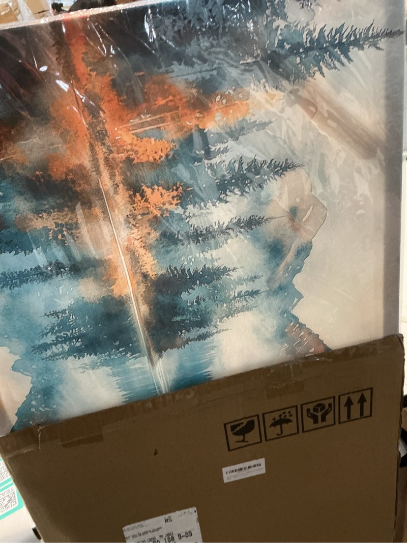 Condition photo showing New/Like New for Similar Modern Canvas Prints Wall Art Cool-Toned Forest Scene 40\"x20\", Ethereal Blue Green Misty Woodland Artwork Soft Hues Prints Nature Pictures Framed Wall Decor for Living Room Bedroom Home Landscape VIII 40\"L x 20\"W