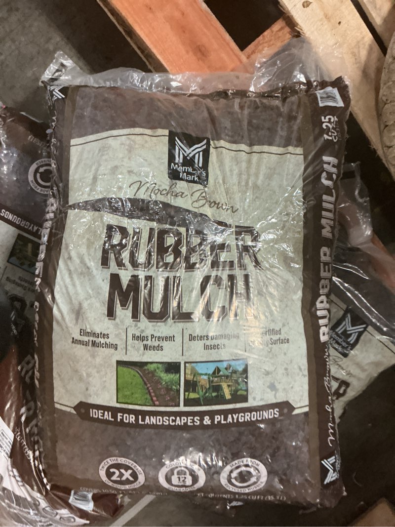 Condition photo showing New/Like New for member's mark brown rubber mulch, 1.25 cu. ft.