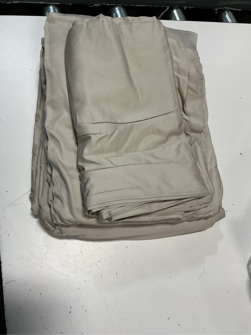 Condition photo showing New/Like New for quince bamboo sheet set 4 pieces color: sand size/king