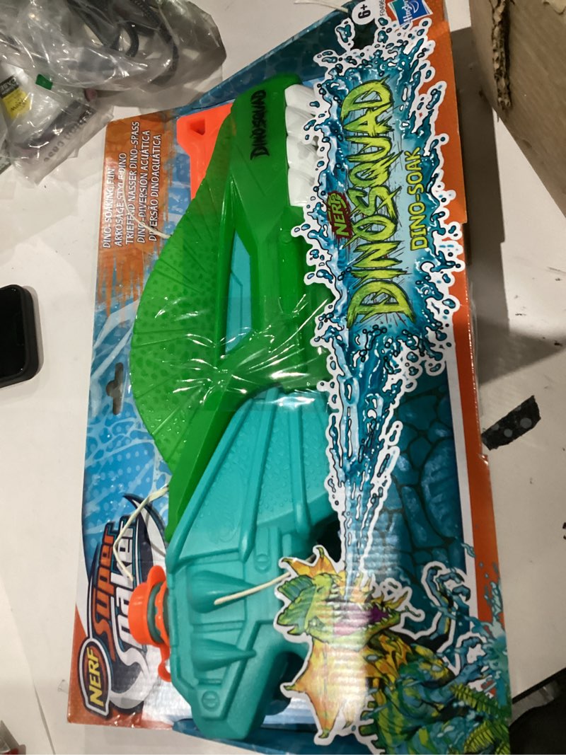 Condition photo showing As Is for nerf super soaker dinosquad water blaster, pump-action for outdoor summer games, for kids, teens & adults one size