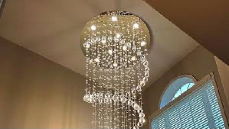 Incomplete *HAIXIANG 118inch Modern Crystal Chandelier for High Ceiling Living Room Foyer Crystal Raindrop Penda