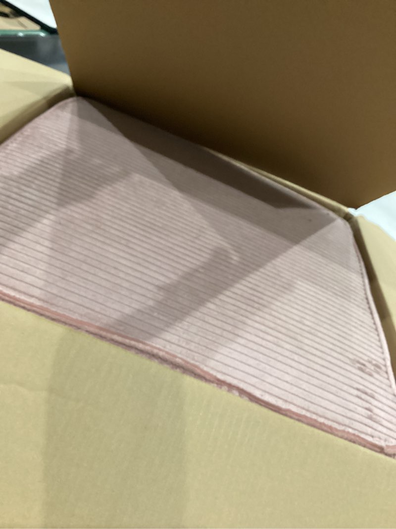 Condition photo showing Good Condition for christopher knight home isa corduroy pouf ottoman foot rest, square fabric pouffe ottoman footstool, living room sofa couch extra seat, modern coffee table for home office/bedroom, dusty pink