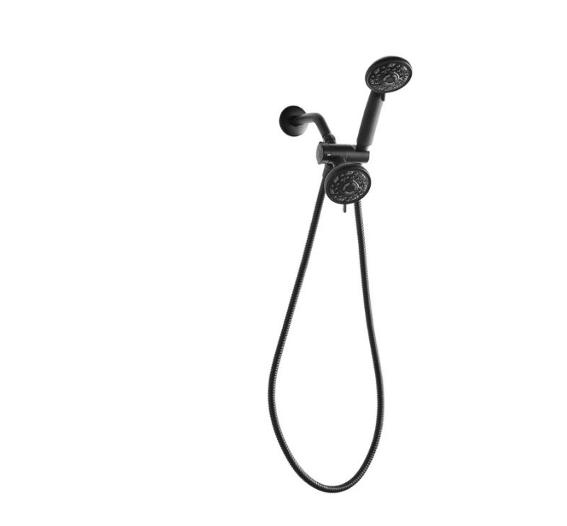 mainstays 3-setting luxury shower combo with 19 possible flow combinations, matte black