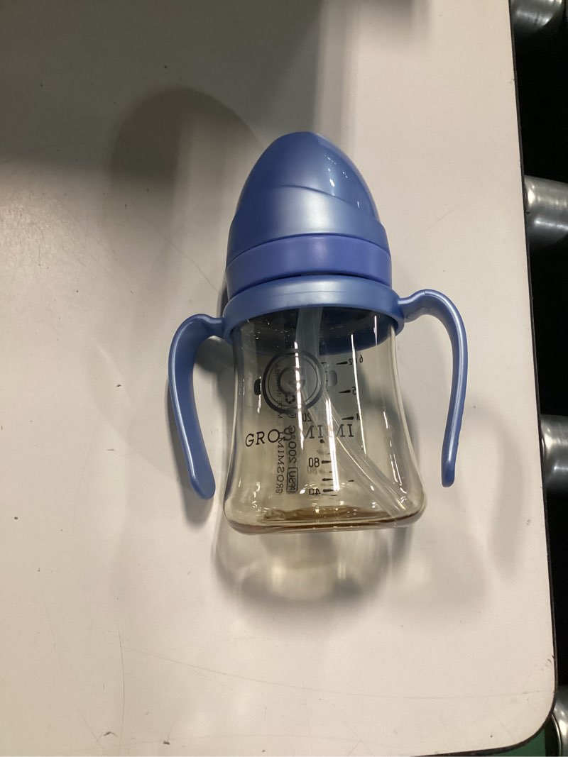 Condition photo showing Good Condition for grosmimi spill proof no spill magic sippy cup with straw with handle for baby and toddlers, customizable, ppsu, bpa free 6 oz (sky blue)