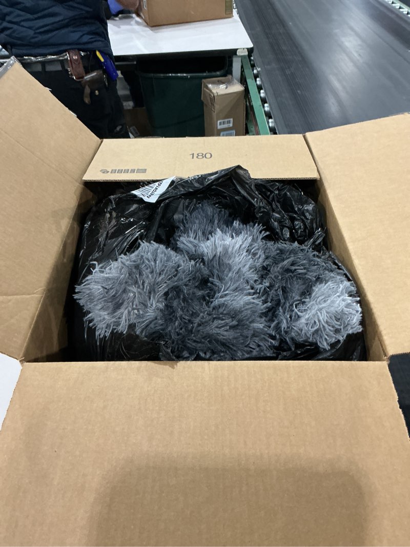 Condition photo showing As Is for Bedsure GentleSoft Fluffy King Size Blanket for Bed, Faux Fur Fuzzy Minky Couture Warm Blanket for Winter, Thick Plush Sherpa Fleece Oversized Winter Bedding Cozy Gifts for Room, 108x90, Tie Dye Grey 01- Tie Dye Grey King (108" x 90")