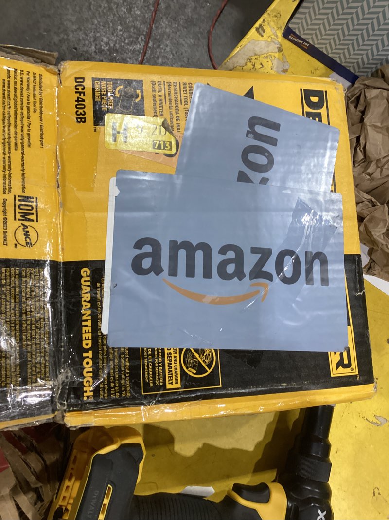 Condition photo showing As Is for Incomplete missing parts *DEWALT 20V MAX XR Cordless Rivet Tool, 3/16\", Bare Tool Only (DCF403B)