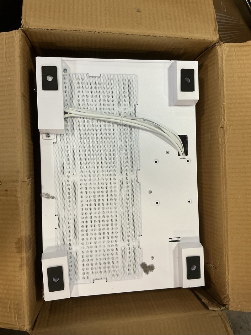 Condition photo showing As Is for h1 hyxn atx pc case - pre-installed with 7 pwm argb fans - dual cavity mid-tower pc gaming case - with type-c - can hold up to 3x 360mm heatsinks simultaneously (white, h1) h1 white