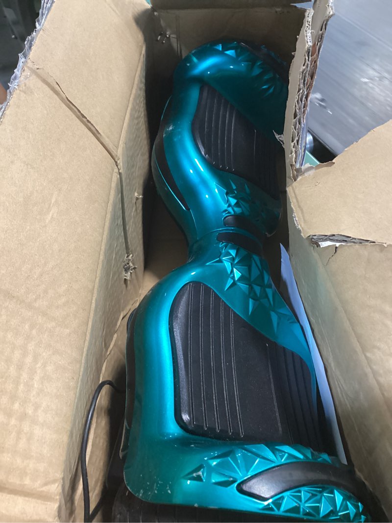 Condition photo showing As Is for xerath all terrain hoverboard with bright led lights and flashing wheels,self balancing scooters with bluetooth speakers,ul2272 safety certification kids hoverboard ages 6-12 and adults (turquoise)