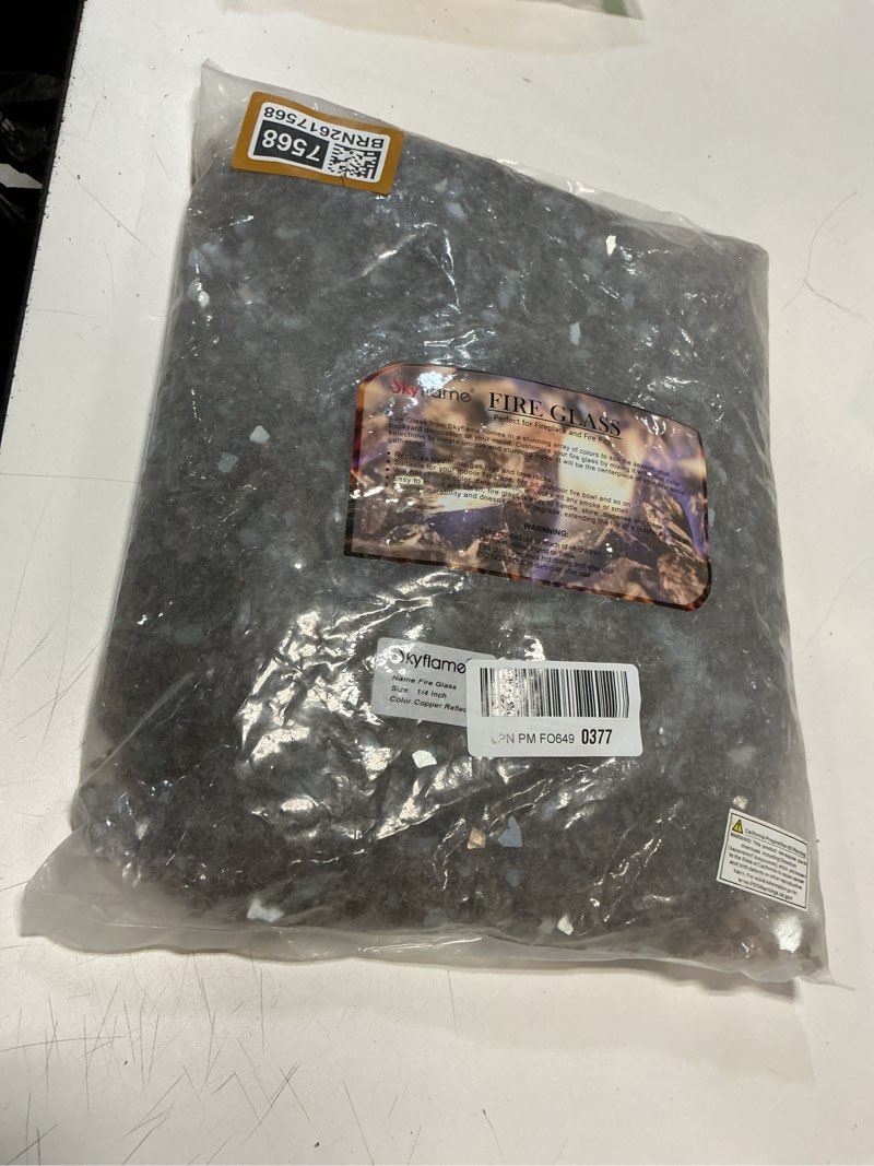 Condition photo showing New/Like New for Skyflame High Luster 15-Pound Reflective Fire Glass for Fire Pit Fireplace Landscaping, 1/4-Inch Copper Reflective 15 Pound (1/4") Copper Reflective