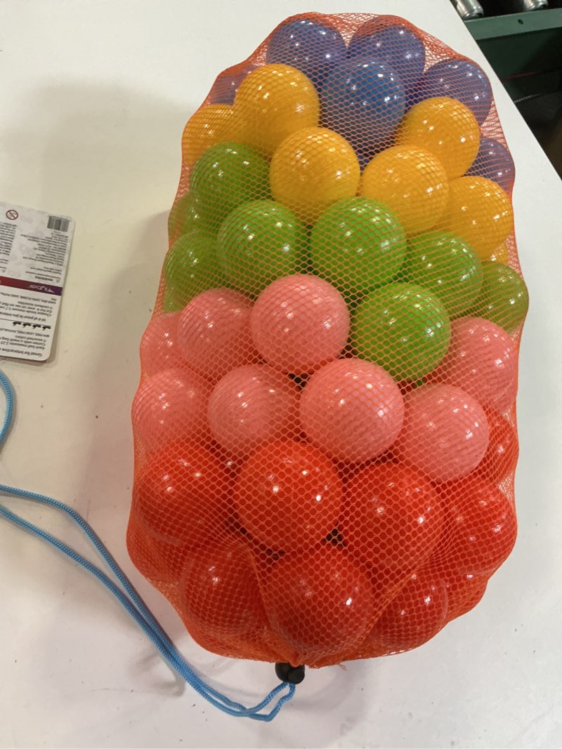Condition photo showing Good Condition for antsy pants 100 ball pit balls, ball pit for toddlers 1-3, non-toxic materials, lightweight, 5 colors, reusable storage bag, plastic balls for ball pit, sensory toys for kids 100 pack - original