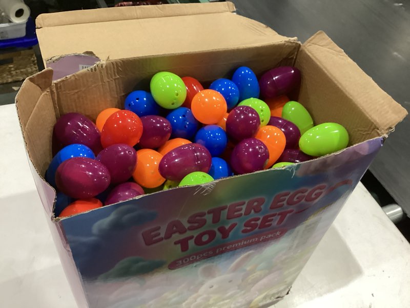 Condition photo showing As Is for prefilled easter eggs with toys inside, pre filled easter hunt for kids bulk basket stuffers essentials pre-filled party favors classroom prize supplies 300pcs prefilled eggs