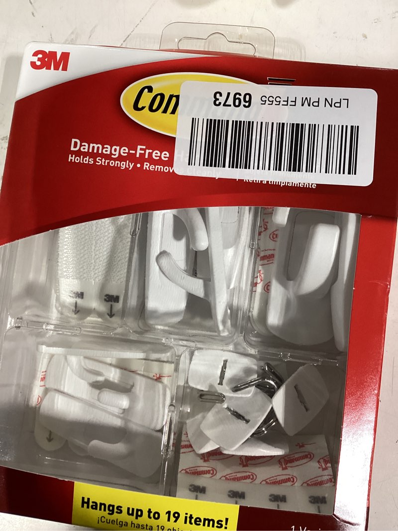 Condition photo showing As Is for Command Variety Pack, Including 10 Pairs of Picture Hanging Strips, 6 Wire Hooks and 8 Utility Hooks for Hanging Christmas Decorations, Damage-Free Hanging Up to 19 Items with Command Strips, 1 Kit