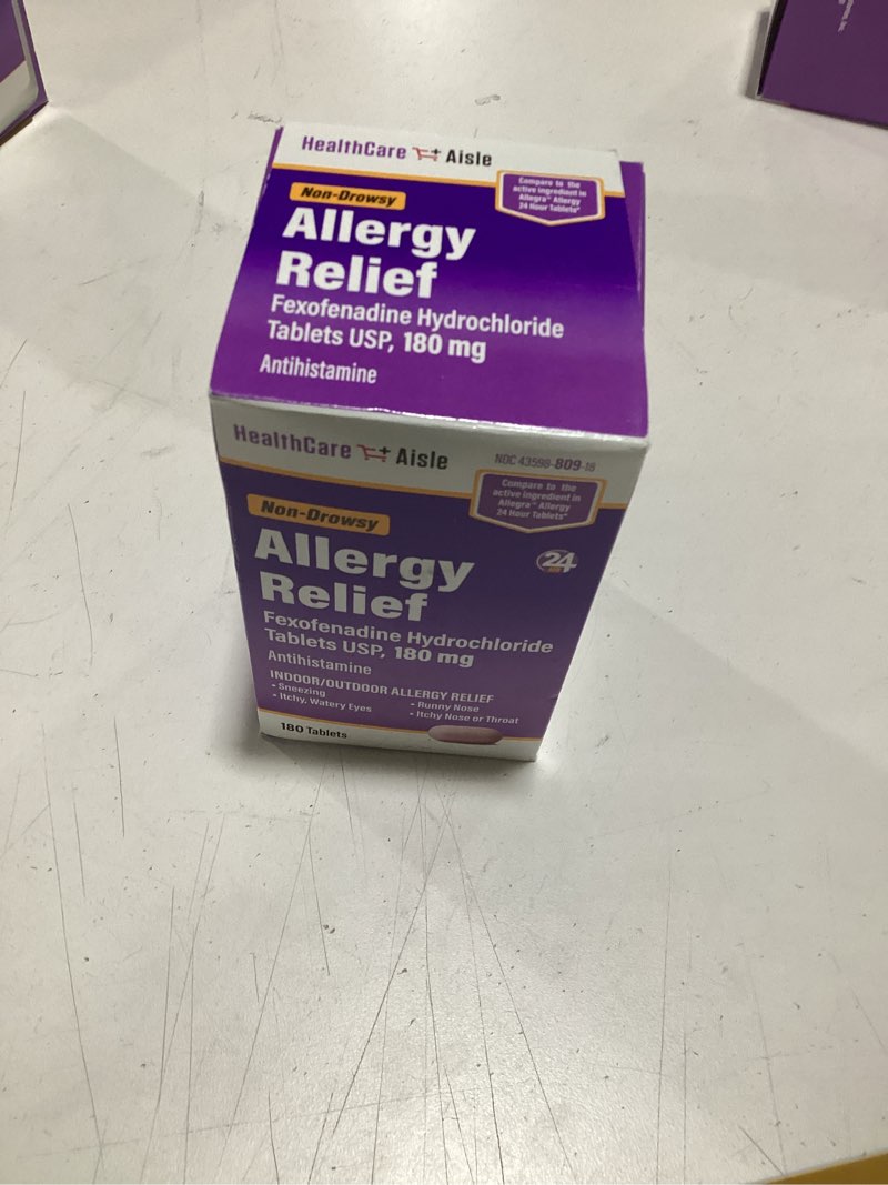 Condition photo showing New/Like New for HealthCareAisle Allergy Relief - Fexofenadine Hydrochloride Tablets USP, 180 mg - 180 Tablets - Allergy Medication, Non-Drowsy 24-Hour Relief 180 Count (Pack of 1) 180mg
