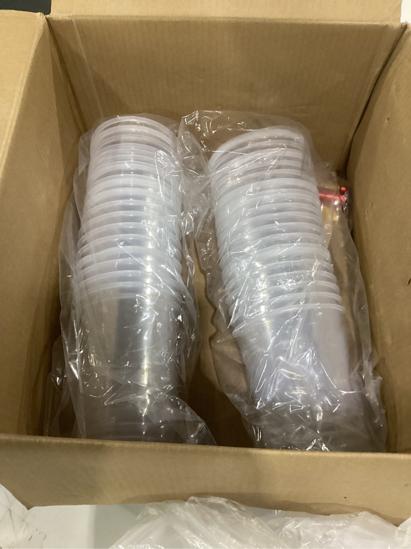 Condition photo showing Good Condition for disposable paint spray gun cup system for hvlp paint spray paint gun, standard 27 ounce (800ml) kit with 50 cups and lids, 1 hard paint mixing cup with retainer ring and 20 plugs. dis-800m1-50pcs