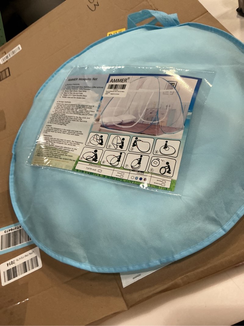 Condition photo showing Good Condition for ammer pop up mosquito net tent for beds, portable foldable mosquito netting folding design with net bottom,2 entries,suit for twin to king size bed (79x71x59inch) white