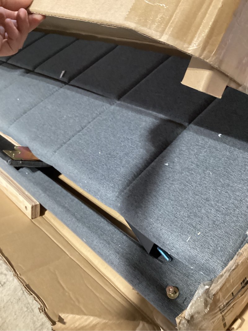 Condition photo showing Good Condition for marsail queen bed frame with 2 storage drawers, sturdy & durable with 12 support legs, 1300 lbs capacity, solid wooden upholstered adjustable headboard for 6?–12? mattresses, easy assembly, dark gray dark gray queen (with drawer) bed frame and mattress set