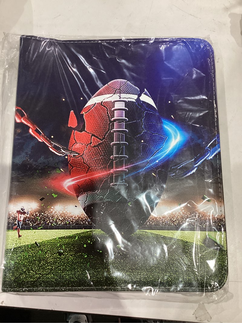 Condition photo showing New/Like New for 900 Cards Football Card Binder, 9-Pocket Card Collections Trading Card Binder 50 Pages Double-Sided Cards Holder with Zipper 3-Ring Card Album for Sports Football Card Sleeves Protectors 900 Pockets Football