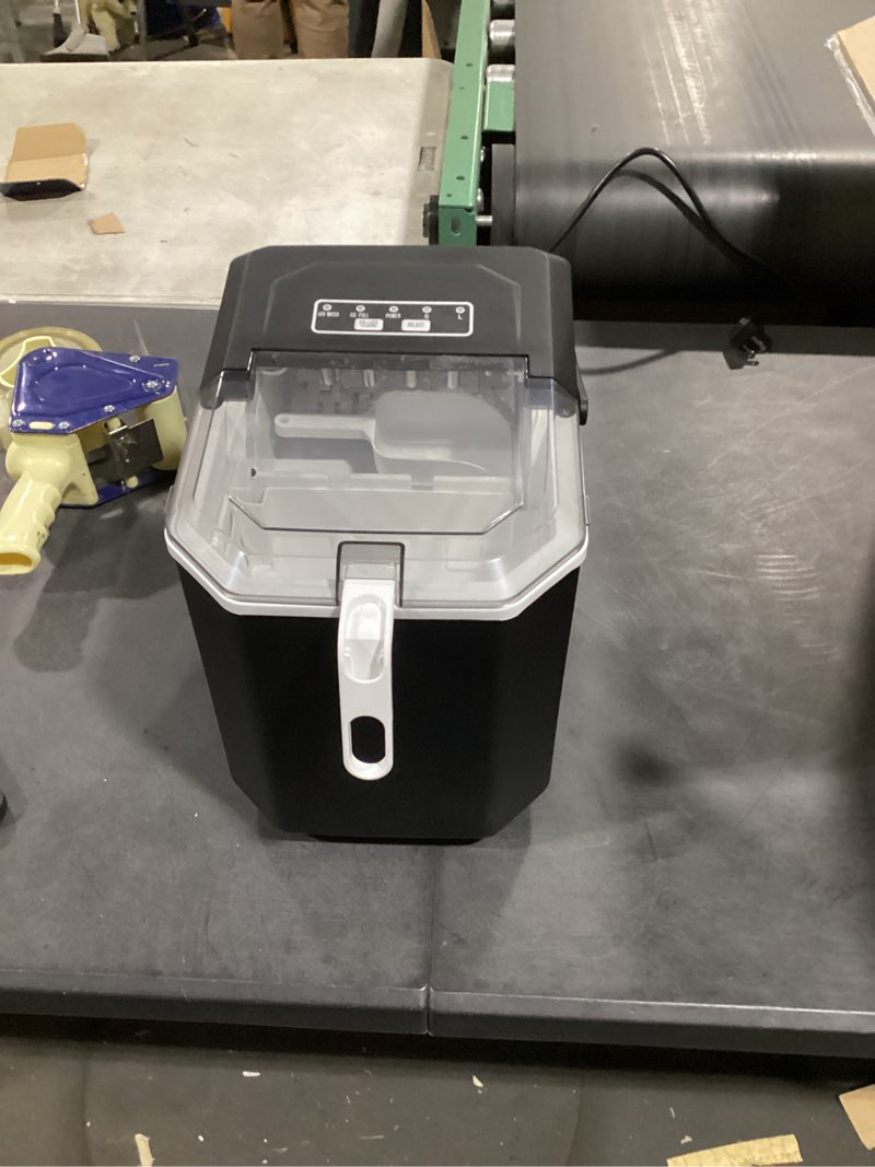 Condition photo showing Good Condition for silonn ice maker countertop, portable ice machine with carry handle, self-cleaning ice makers with basket and scoop, 9 cubes in 6 mins, 26 lbs per day, ideal for home, kitchen, camping, rv black 26 lbs