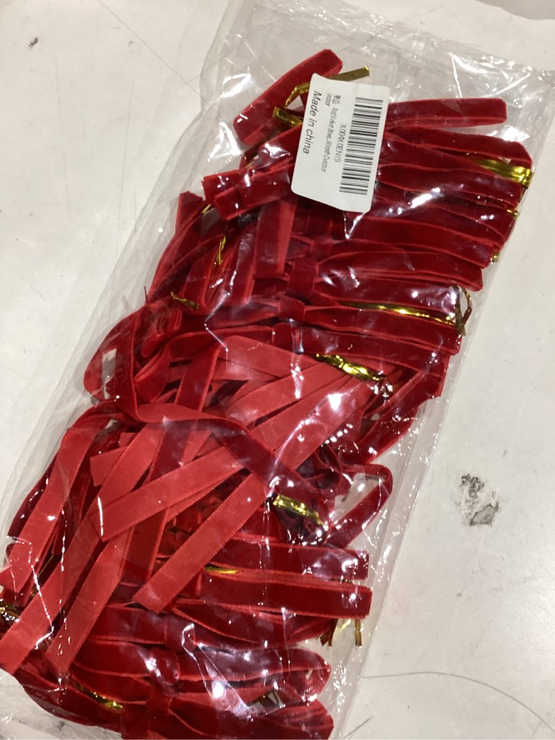 Condition photo showing item condition for red velvet bows for christmas tree, 24 pcs 5x7 inch velvets ribbon tree bows, velvet christmas ornaments for trees decorations wreath outdoor indoor