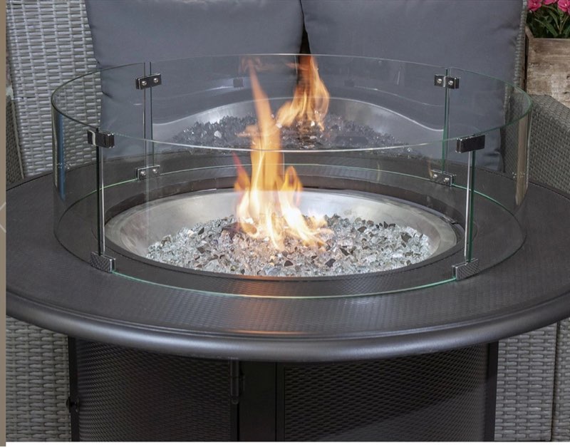 “22x22” Round Glass Fire Flame Guard with Stainless Steel Connect