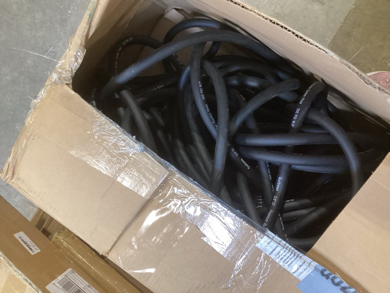 Condition photo showing As Is for guitrees 200ft 5/8 heavy duty rubber garden hose - 200psi working, 1000psi burst - hot/cold water - five-layered braiding for durability - versatile for gardening, agriculture, construction(black) 200ft black