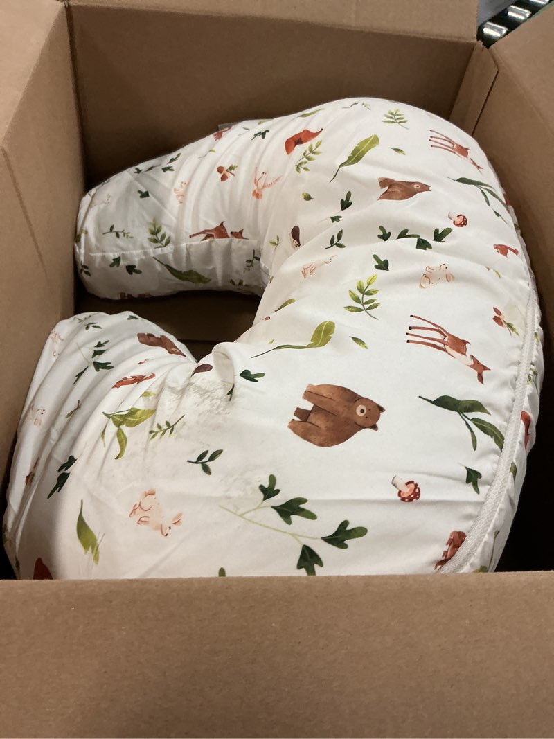 Condition photo showing Good Condition for Boppy Nursing Pillow - Ergonomic Bottle & Breastfeeding Pillow with High, Firm, Large Area, Water-Repellent Cushion with Washable Cover; Baby Safety Alliance Verified - Neutral Plants and Animals New Nursing Pillow Neutral Plants and Animals
