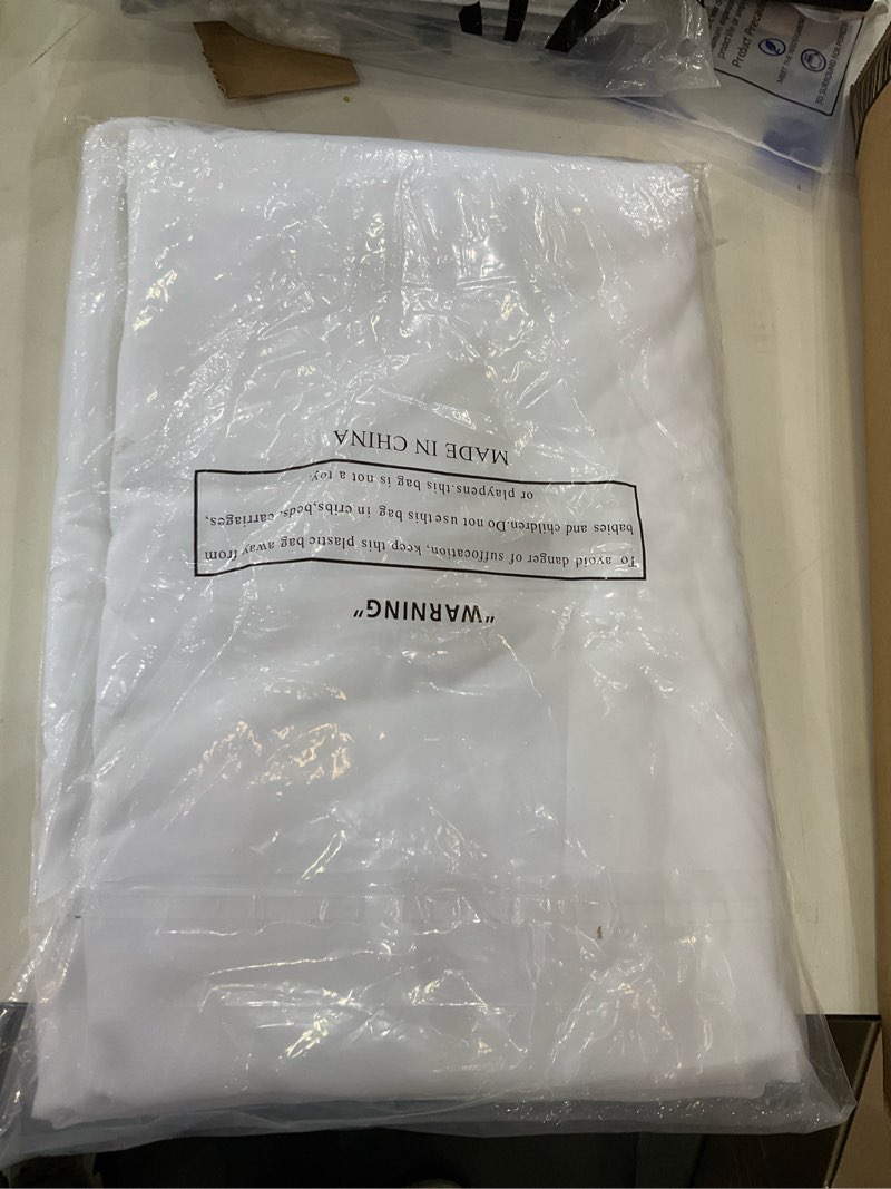 Window curtains, white panels 