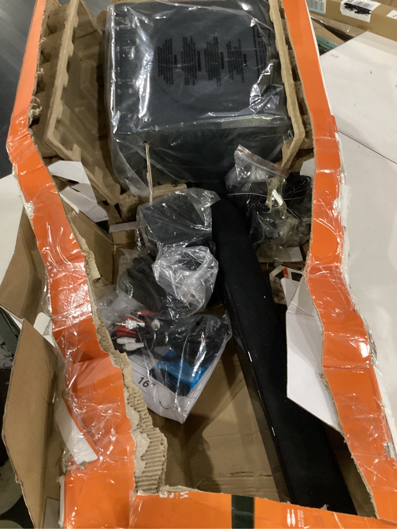 Condition photo showing As Is for missing parts,not tested***** ilive electronics 5.1 home theater system with bluetooth, 6 surround speakers, wall mountable, includes remote, black (ihtb159b)