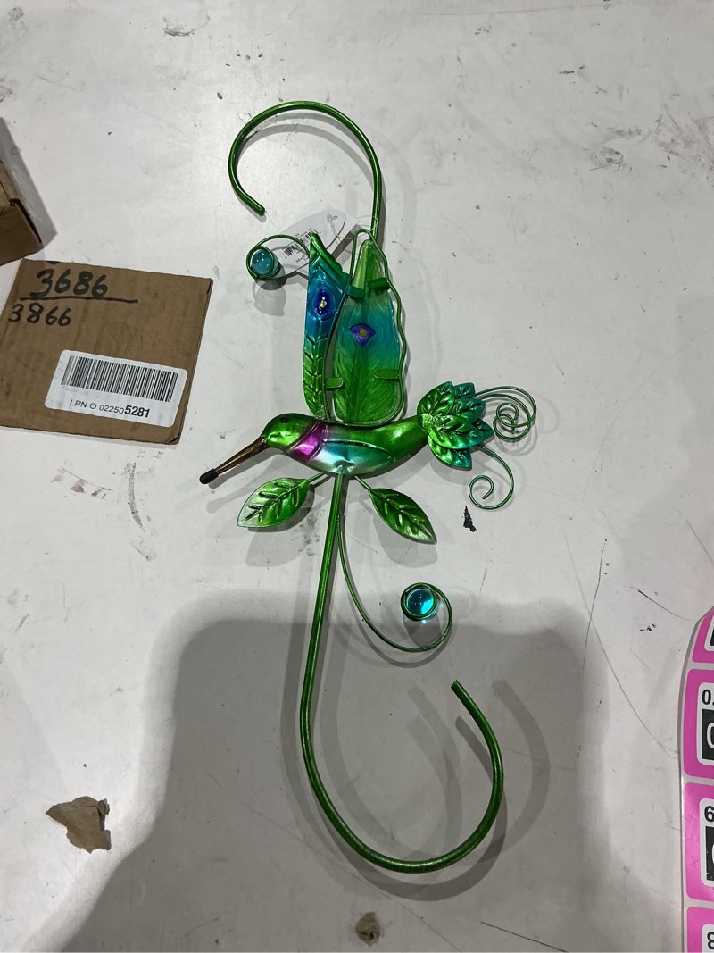 sunset vista designs hummingbird metal and glass decorative plant hook, 18-inch