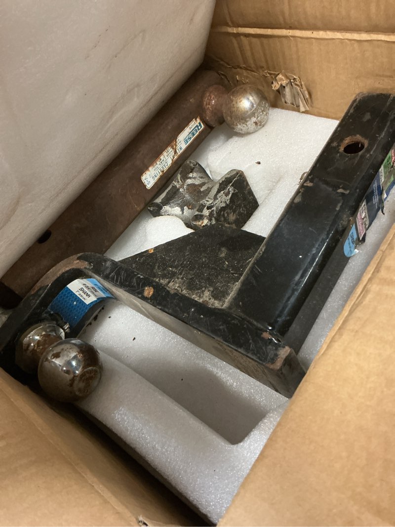Condition photo showing As Is for adjustable gooseneck drawbar trailer hitch - 20,000 lbs, fits 2 and 2-5/16 inch balls, us gov tested & certified, gooseneck trailer hitch adapter for rv towing, motorcycles & powersports gold 2-inch receiver, 6-inch drop