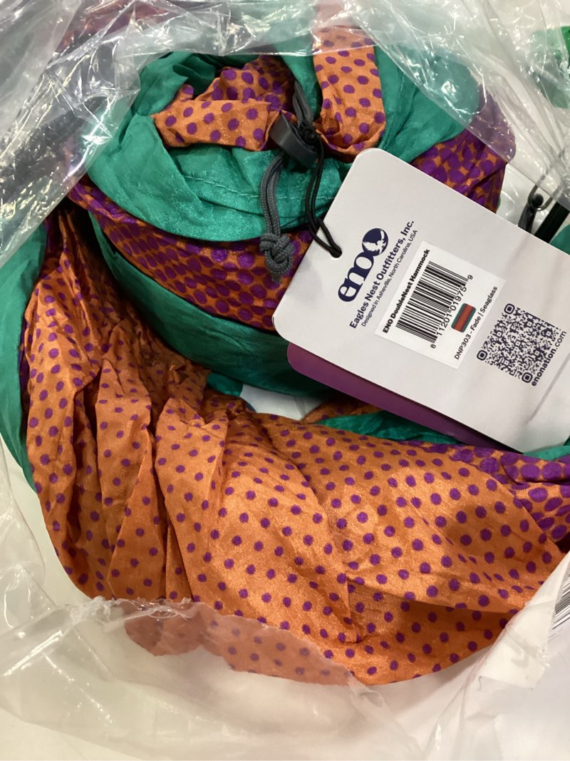 Condition photo showing As Is for eno doublenest hammock - lightweight, portable, 1 to 2 person hammock - for camping, hiking, backpacking, travel, a festival, or the beach - fade/seaglass