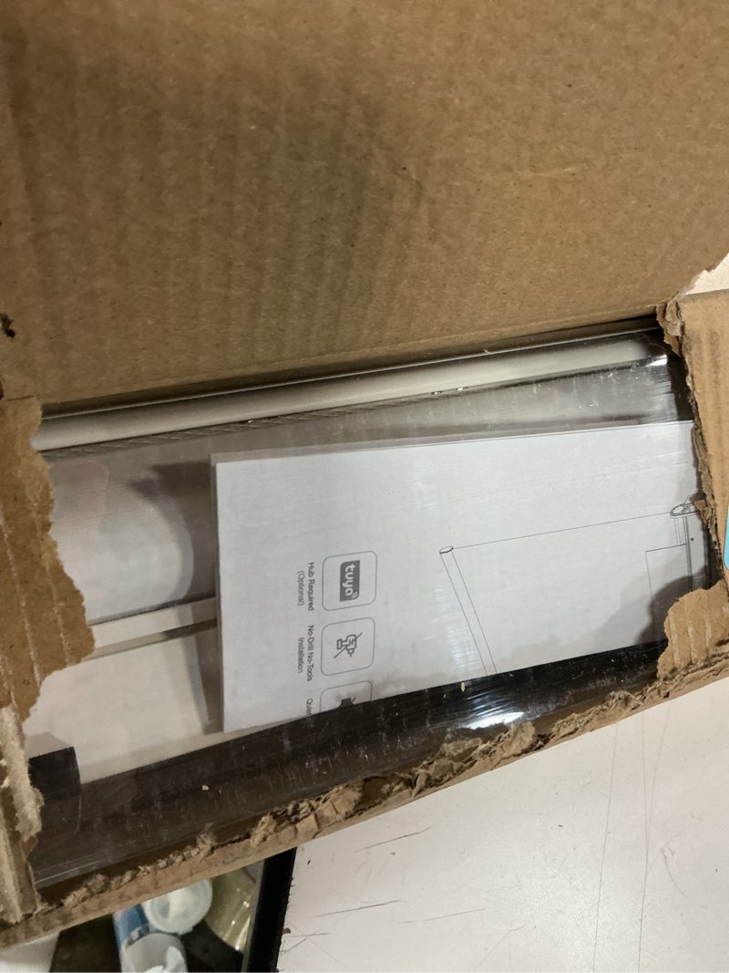 Condition photo showing As Is for smart motorized blinds with remote, cordless no-drill automatic roller shades, blackout electric blind for windows, white, 48 x 72 48"w x 72"h white