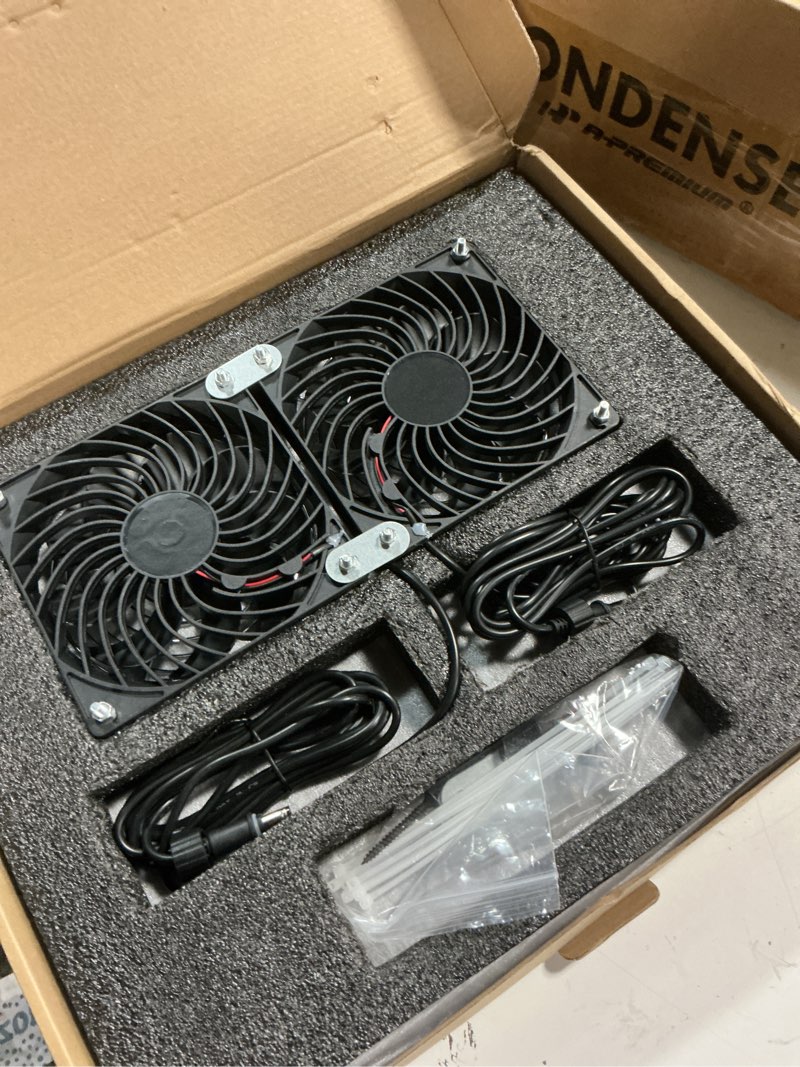 Condition photo showing New/Like New for solar fan, 30w solar powered fan, solar panel fan kit, ipx7 waterproof fans exhaust intake mounting for outside greenhouse shed chicken coop